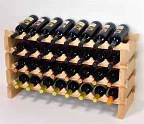 img 4 attached to 🍷 sfDisplay.com,LLC. Newest Improved Modular Wine Rack Beechwood - Holds 32 Bottles Across 4 Rows - High Capacity Storage Solution!