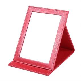 img 4 attached to Large Watermelon Red Portable Folding Vanity Mirrors with Standing by Rnow Tabletop Makeup Mirror