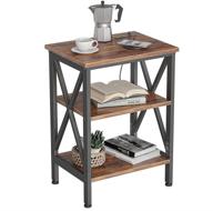 🪑 enhance your living space with the cubicubi oxford side table: dual usb charging ports, rustic style, deep rustic brown finish логотип