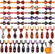 🎃 40-piece adjustable halloween pet neckties and bow ties collars set: pumpkin skull cat bowties and dog ties for dogs, puppies, and cats - perfect for halloween pet costumes and daily wearing logo