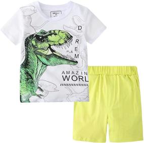 img 4 attached to Adorable Dinosaur-themed Boys' Clothing Sets by BIBNice Toddler Clothing: Bs20 Tz016