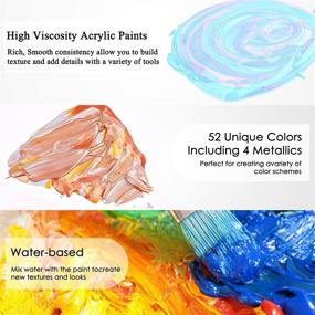 img 2 attached to 🎨 52 Vivid Colors Acrylic Paint Set by Caliart - Ideal for Halloween Pumpkin Painting, Canvas, Ceramic, Rocks - Rich Pigments, Non-Toxic Craft Paint Supplies Perfect for Kids, Beginners, Students, and Artists