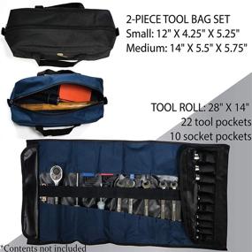 img 2 attached to Rugged Tools Tool Roll + Tool Bag Set: Ultimate Organization Combo - Rollup Tool Pouch and Small & Medium Tool Bag Set
