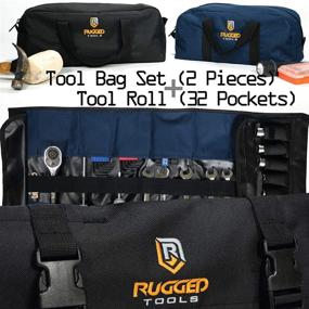 img 3 attached to Rugged Tools Tool Roll + Tool Bag Set: Ultimate Organization Combo - Rollup Tool Pouch and Small & Medium Tool Bag Set