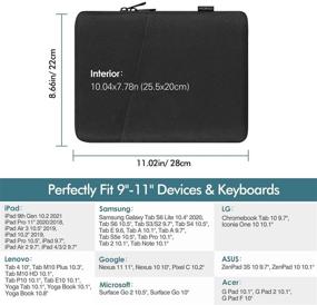 img 3 attached to 💻 Чехол MoKo для планшета 9-11 дюймов: iPad Pro 11 2021/2020/2018, iPad 10.2/9.7, iPad Air 4/3, Galaxy Tab A 10.1 - Черный полиэстеровый чехол с карманом