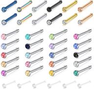 💉 zolure surgical steel nose piercing set - bone screws studs 18g 20g 20-32pcs, clear nose stud retainer - body jewelry for you logo