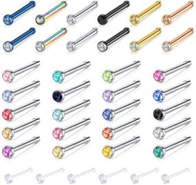 img 4 attached to 💉 Zolure Surgical Steel Nose Piercing Set - Bone Screws Studs 18G 20G 20-32PCS, Clear Nose Stud Retainer - Body Jewelry for You
