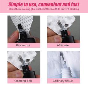img 1 attached to 💆 EBANKU 600 PCS Eyelash Glue Wipes: Lint Free Cleaning Cotton for Eyelash Extensions & Nail Glue Nozzle - Non-woven Fabric Pads for Professional Eyelash Extension Supplies