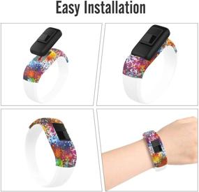 img 1 attached to MoKo Band - 2 Pack Soft Silicone Replacement Straps for Garmin Vivofit JR/Vivofit JR 2/Vivofit 3, Colorful Printing Pattern, Small Size
