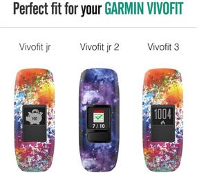 img 2 attached to MoKo Band - 2 Pack Soft Silicone Replacement Straps for Garmin Vivofit JR/Vivofit JR 2/Vivofit 3, Colorful Printing Pattern, Small Size