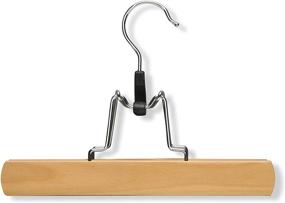 img 1 attached to 👖 Honey-Can-Do 4-Pack Maple Wooden Pant Hanger with Clamp: Efficient Organization Solution