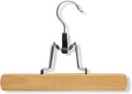 👖 honey-can-do 4-pack maple wooden pant hanger with clamp: efficient organization solution logo