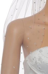 img 1 attached to 💎 Stardust Rhinestone Crystal Bridal Wedding Veil Fingertip Length 36-inch - Tier 1T