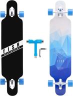 🐠 fish skateboards 41-inch downhill longboard skateboard: premium canadian maple construction, complete cruiser for free-style riding logo