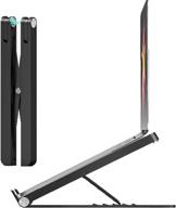 🖥️ black laptop stand, adjustable tablet & laptop holder with 5 height levels for macbook air pro, lenovo, dell, and more 10-15.6” laptops - portable stand with carry bag included logo