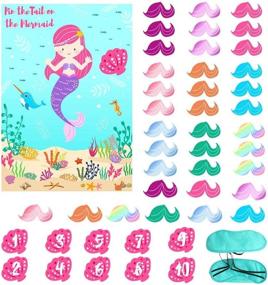 img 3 attached to 🧜 OurWarm Pin the Tail on the Mermaid Party Game: Under The Sea Fun with 36 Reusable Tails for Kids Birthday Decorations and Mermaid Party Supplies