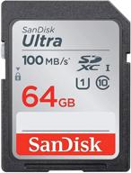 📷 sandisk 64гб ultra класс 10 sdxc uhs-i sd карта памяти: идеально подходит для камеры canon eos rebel t8i t7i t7 t6i t6s t6 t5i t5 t3i sl2 sl1 eos 90d 80d 77d 70d eos 9000d 800d 760d 750d dslr + аксессуары логотип