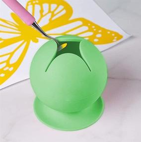 img 1 attached to Efficient 2 Pcs Silicone Craft Vinyl Weeding Scrap Collector: Suctioned Holder for Heat Transfer Vinyl, HTV Crafting Adhesive Paper Sheets (Pink Green)