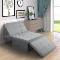 versatile 4-in-1 multi-function sofa bed, sleeper chair & folding ottoman guest bed in light grey - 5-level adjustable backrest logo