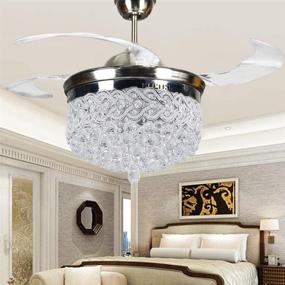 img 3 attached to 🌀 42-inch Crystal Ceiling Fan Light with Remote Control, Retractable Blade, LED Chandelier, 3 Colors Dimmable Pendant Lamp for Living Room, Bedroom, Basement, Kitchen