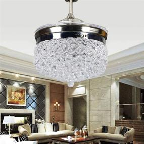 img 1 attached to 🌀 42-inch Crystal Ceiling Fan Light with Remote Control, Retractable Blade, LED Chandelier, 3 Colors Dimmable Pendant Lamp for Living Room, Bedroom, Basement, Kitchen