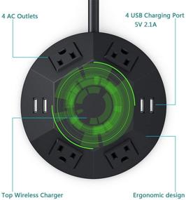 img 3 attached to 🔌 BTU Power Strip Tower - 9-in-1 Wireless Charging Surge Protector with 4 AC Outlets and 4 USB Charging Ports - 6.56 FT Extension Cord, Universal Socket for PC, Laptops, and Phones