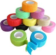 🐶 12 pack self adhesive wrap bandage - vet wrap for pets, stretch self-adherent cohesive tape rolls (1 inches x 5 yards each, 12 colors): breathable athletic tape for pets логотип