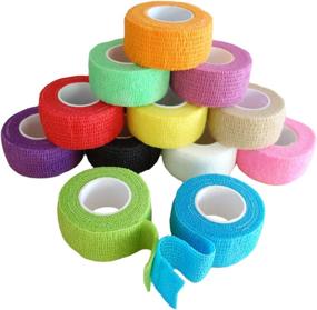 img 4 attached to 🐶 12 Pack Self Adhesive Wrap Bandage - Vet Wrap for Pets, Stretch Self-Adherent Cohesive Tape Rolls (1 Inches x 5 Yards Each, 12 Colors): Breathable Athletic Tape for Pets