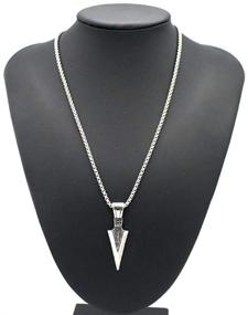 img 3 attached to 🔱 Ailiessy Viking Warrior Spearpoint Arrowhead Pendant Necklace Set - Trendy Punk Goth Jewelry for Men Boys, Arrow Choker Necklace & Sweater Chain Necklace, 2Pcs Set