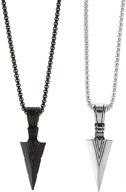 🔱 ailiessy viking warrior spearpoint arrowhead pendant necklace set - trendy punk goth jewelry for men boys, arrow choker necklace & sweater chain necklace, 2pcs set logo