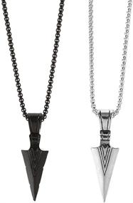 img 4 attached to 🔱 Ailiessy Viking Warrior Spearpoint Arrowhead Pendant Necklace Set - Trendy Punk Goth Jewelry for Men Boys, Arrow Choker Necklace & Sweater Chain Necklace, 2Pcs Set