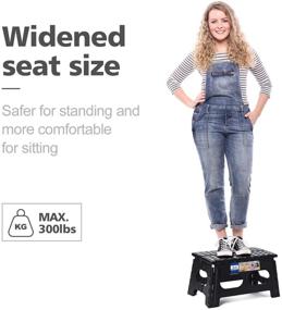 img 3 attached to 🪜 ACSTEP Folding Step Stool - Sturdy & Non Slip 11 Height, 15" Wide, Supports up to 300 lbs - Ideal for Kids & Adults (Black)