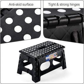 img 1 attached to 🪜 ACSTEP Folding Step Stool - Sturdy & Non Slip 11 Height, 15" Wide, Supports up to 300 lbs - Ideal for Kids & Adults (Black)