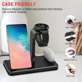 img 1 attached to EloBeth Charger Station: 3-in-1 Wireless Charger Stand for 🔌 Garmin Venu Sq, Forerunner 745, Vivoactive 3, Fenix 5/6/6S/6X Watches.