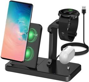 img 3 attached to EloBeth Charger Station: 3-in-1 Wireless Charger Stand for 🔌 Garmin Venu Sq, Forerunner 745, Vivoactive 3, Fenix 5/6/6S/6X Watches.