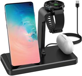 img 4 attached to EloBeth Charger Station: 3-in-1 Wireless Charger Stand for 🔌 Garmin Venu Sq, Forerunner 745, Vivoactive 3, Fenix 5/6/6S/6X Watches.