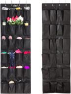 👞 over door shoe organizer by colleer - 24 big pockets hanging shoe rack for closet storage with 4 metal hooks, 1 pack (black) логотип