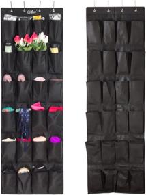 img 3 attached to 👞 Over Door Shoe Organizer by Colleer - 24 Big Pockets Hanging Shoe Rack for Closet Storage with 4 Metal Hooks, 1 Pack (Black)