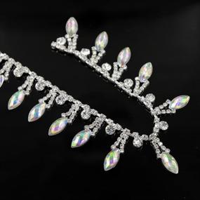 img 1 attached to 💎 De.De. AB Resin Crystal Applique Rhinestone Bridal Trim 1-Yard Fashion Chain Fringe Embellishment - Silver