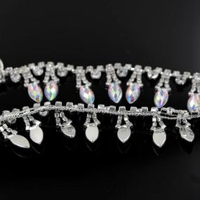 img 2 attached to 💎 De.De. AB Resin Crystal Applique Rhinestone Bridal Trim 1-Yard Fashion Chain Fringe Embellishment - Silver