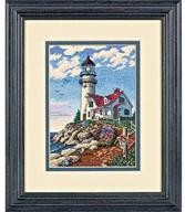 🧵 dimensions gold collection cross stitch kit: beacon at rocky point - 18 count white aida, 5'' x 7'' logo