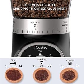 img 2 attached to IRoastec Burr Coffee Grinder: Ceramic Conical Electric with 31 Precise Grinding Settings (5-30S) - One-Touch Rotary Operation