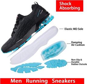 img 3 attached to 👟 PUWAN Men's Reflective Running Shoes: Air Cushion Tennis Sneakers for Training, Walking & Outdoor Sports