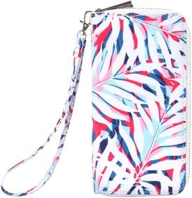 img 4 attached to 👛 Stylish and Functional Pamidadress Full Printed Silk Double Zip Around Wallet for Women with Wrist Strap – Colored Leaves Design