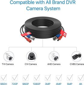 img 2 attached to 🔌 ZOSI 4 Pack 60 Feet 18m 4K 8MP 5MP 1080P All-in-One CCTV Video Power Cables with BNC Extension Security Wire Cord for Video Surveillance Camera DVR System, Including BNC RCA Connector and 100pcs Cable Clips