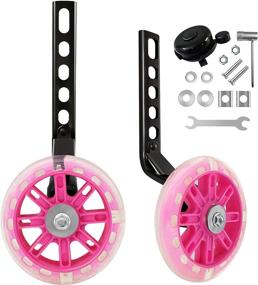 img 4 attached to 🚲 HAWENS Bike Training Wheels: Adjustable Stabilizer Kit for 12-20 inch Single Speed Bikes with Mute Flash Wheels