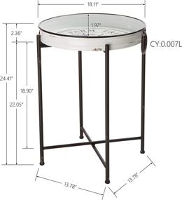 img 1 attached to Glitzhome Rustic Metal End Table | Waterproof Imitation Enamel Coffee Table with Removable Tray | Folding Galvanized Side Table for Living Room, Bedroom, Balcony, and Office Decor