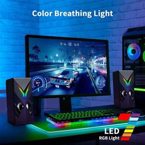 img 3 attached to 🔊 LED Computer Speakers with Volume Control, LENRUE PC Speakers - USB Powered, 3.5 mm AUX Input - Ideal for Gaming, Desktop, Laptop