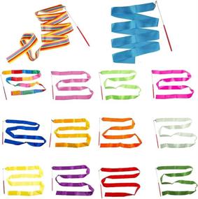 img 2 attached to 🎀 Haawooky Dance Ribbons Streamers: Colorful 14-Piece Set for Rhythmic Gymnastics, Talent Shows, Artistic Dancing, Baton Twirling