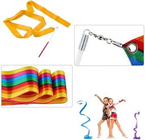 img 1 attached to 🎀 Haawooky Dance Ribbons Streamers: Colorful 14-Piece Set for Rhythmic Gymnastics, Talent Shows, Artistic Dancing, Baton Twirling